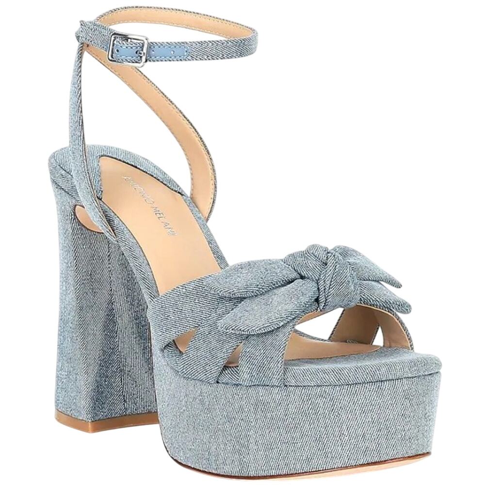Antonio Melani Bindi Denim Bow Platform Dress Sandals Size 9.5